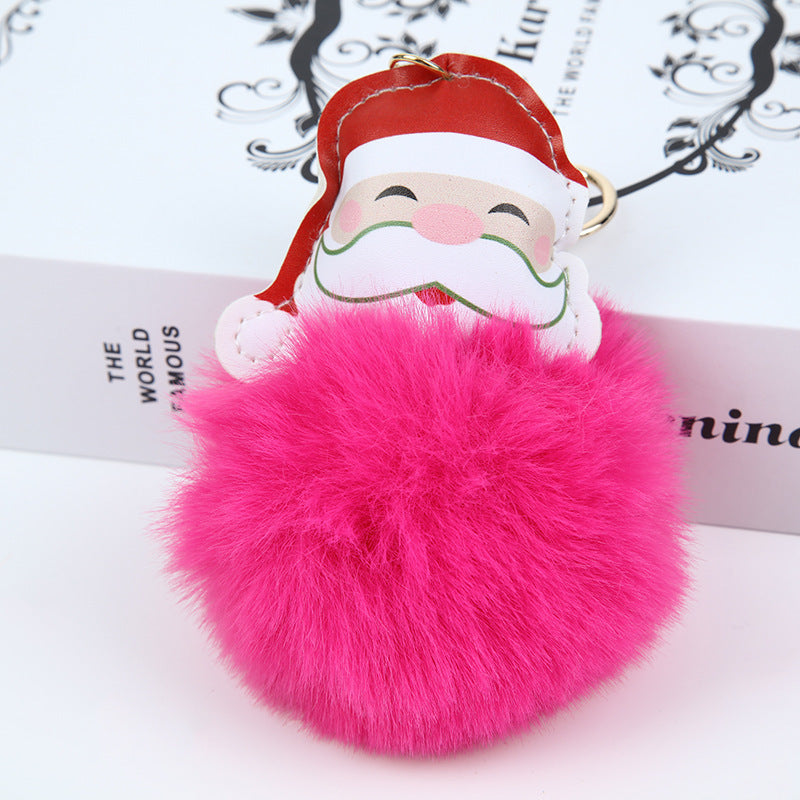 Wholesale Christmas Plush Ball Santa Claus Plush Keychain